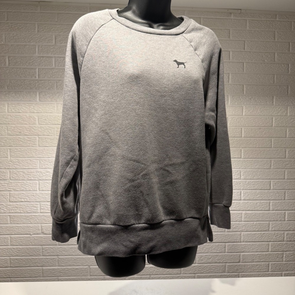 PINK Victoria's Secret Gray Dog Logo Love Pink Floral Sweatshirt‎ Womens XS